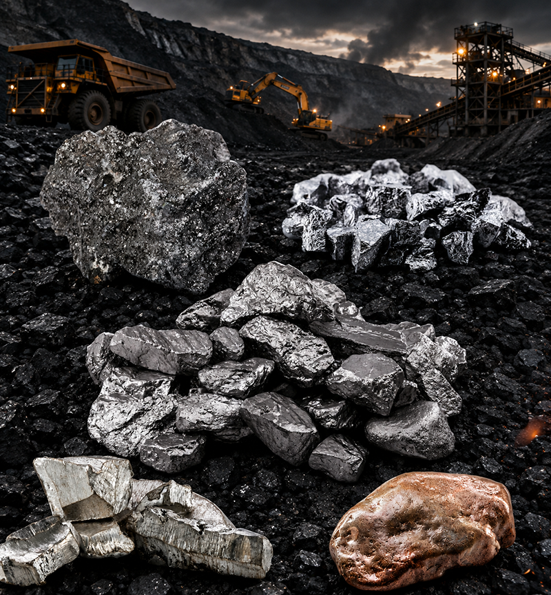 Sample trays of critical mineral ore