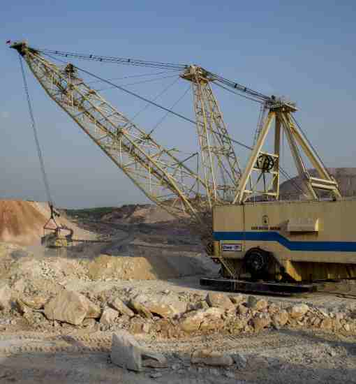 Large excavator loading a haul truck