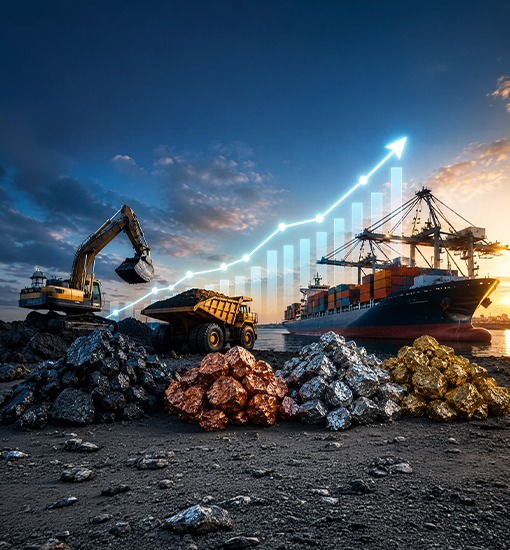 Bulk mineral cargo at a shipping terminal